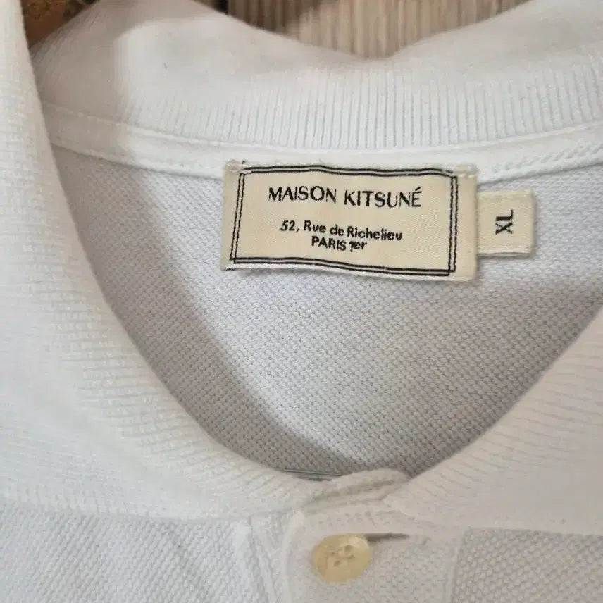 [BUNJANG] Maison Kitsune White Short Sleeve Polo Shirt (XL) / 메종키츠네 화이트 반팔 폴로티 xl