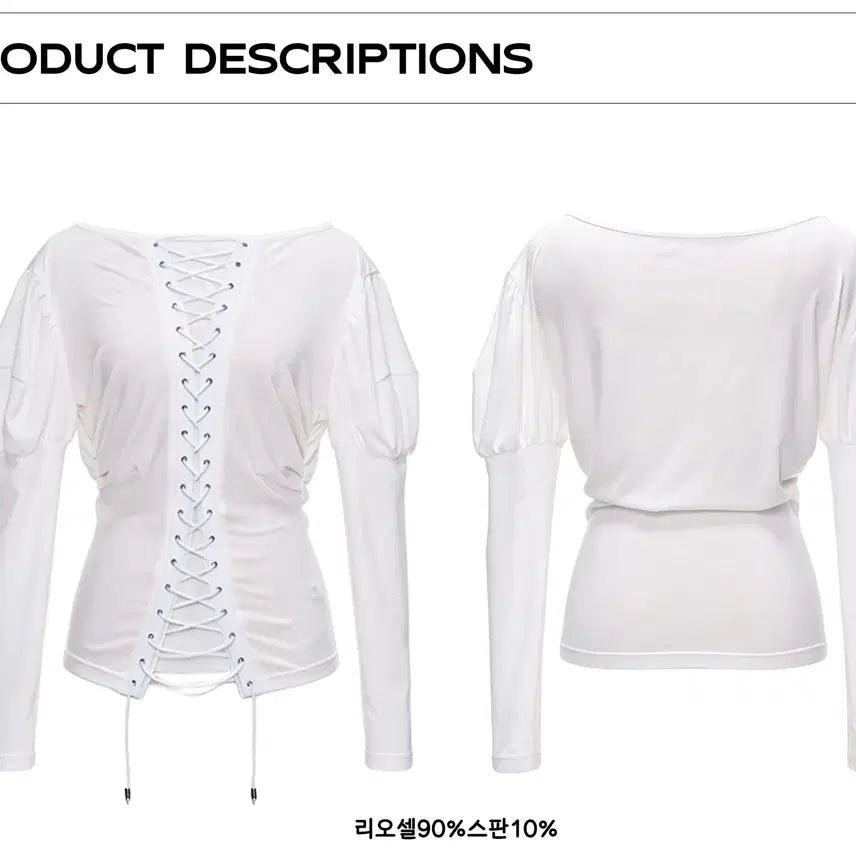 [BUNJANG] YOSHUYUKI Retro Lace-up Puff Long Sleeve Top / YOSHUYUKI 요슈유키 레트로 레이스업 퍼프 롱슬리브 탑