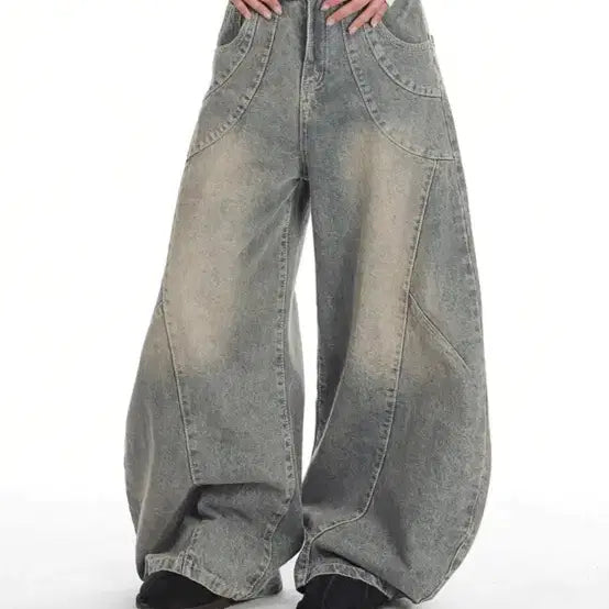 [BUNJANG] Vintage Washed Balloon Fit Denim Pants / 벌룬핏 빈티지 워싱 데님 팬츠 L-XL
