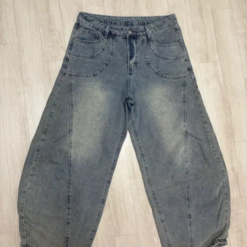 [BUNJANG] Vintage Washed Balloon Fit Denim Pants / 벌룬핏 빈티지 워싱 데님 팬츠 L-XL