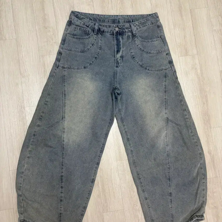 [BUNJANG] Vintage Washed Balloon Fit Denim Pants / 벌룬핏 빈티지 워싱 데님 팬츠 L-XL