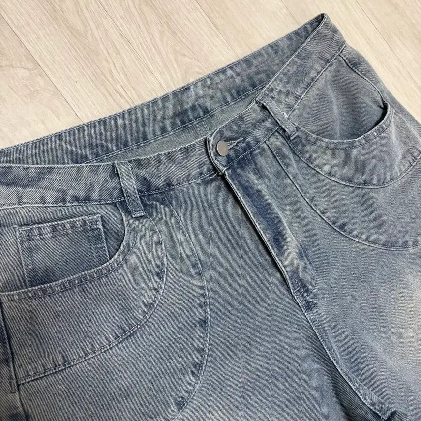 [BUNJANG] Vintage Washed Balloon Fit Denim Pants / 벌룬핏 빈티지 워싱 데님 팬츠 L-XL