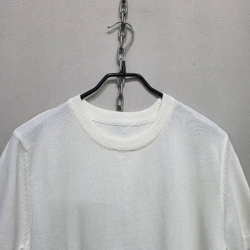 [BUNJANG] White Short Sleeve Knit T-shirt / 화이트 반팔 니트 티셔츠
