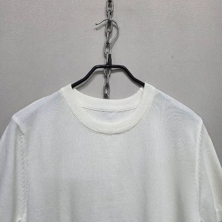 [BUNJANG] White Short Sleeve Knit T-shirt / 화이트 반팔 니트 티셔츠