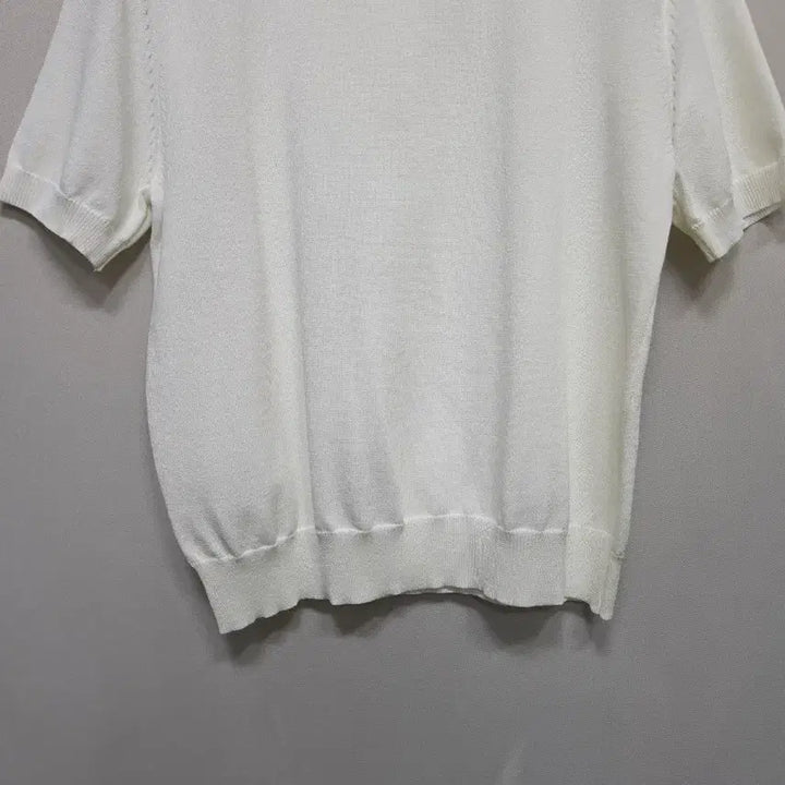 [BUNJANG] White Short Sleeve Knit T-shirt / 화이트 반팔 니트 티셔츠