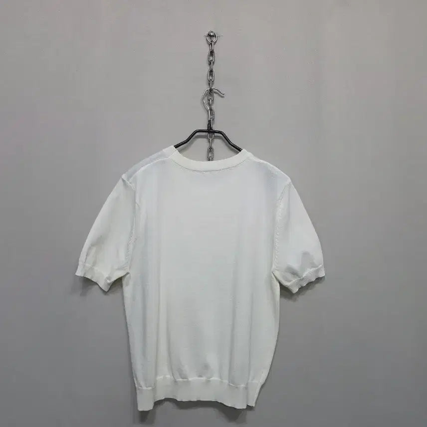 [BUNJANG] White Short Sleeve Knit T-shirt / 화이트 반팔 니트 티셔츠