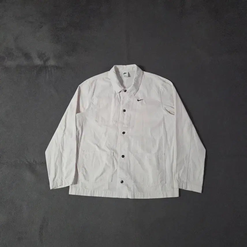[BUNJANG] Nike Life Unlined Chore Work Jacket - White / 나이키 라이프 언라인드 초어 워크 자켓 L 100 화이트