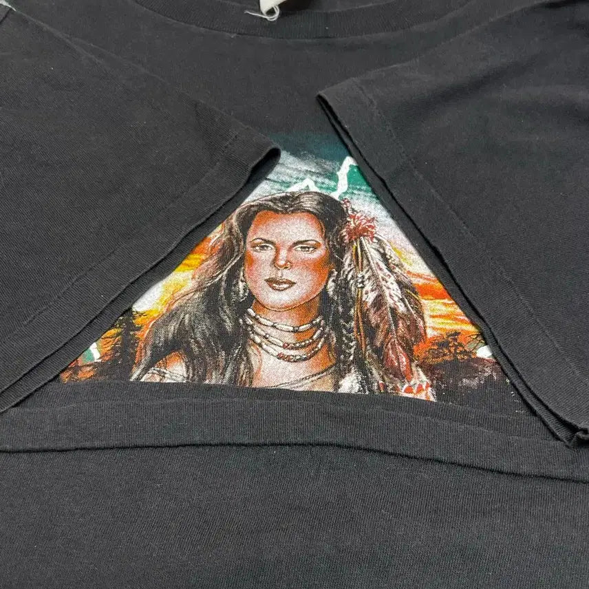 [BUNJANG] USA Thunder Yellowstone Indian Print T-Shirt / 90s USA썬더 인디언 옐로우스톤 티셔츠 XL사이즈