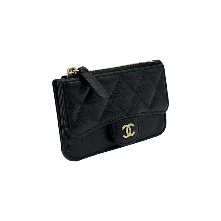 [SOLD OUT] 샤넬 Chanel AP0767 블랙 클래식 캐비어 지퍼 카드지갑