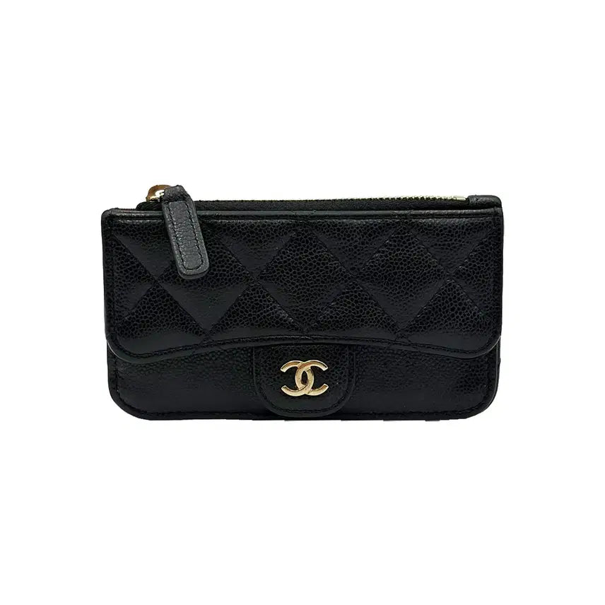 [SOLD OUT] 샤넬 Chanel AP0767 블랙 클래식 캐비어 지퍼 카드지갑