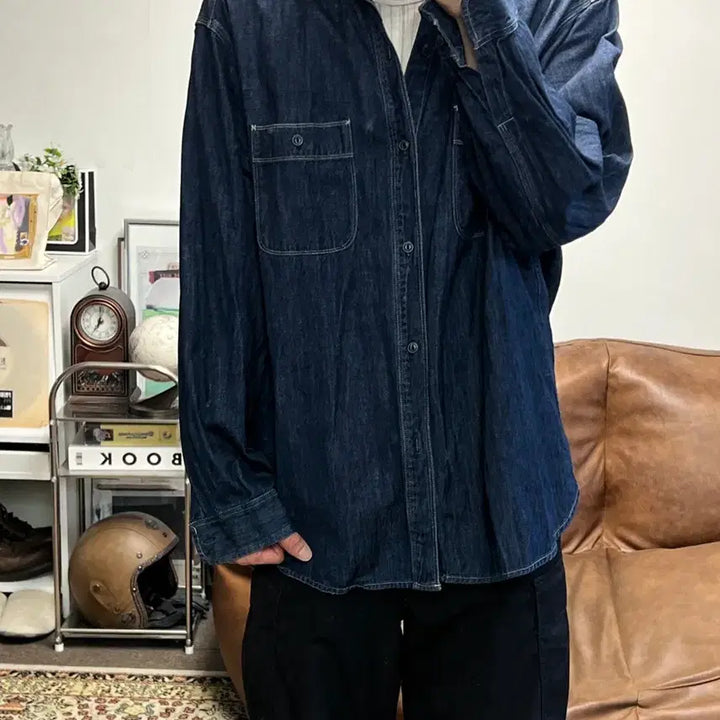 [BUNJANG] [XXL] 유니클로 투포켓 데님 셔츠 / [XXL] 유니클로 투포켓 데님 셔츠