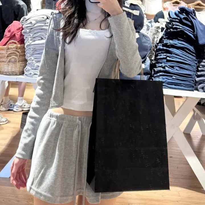 [BUNJANG] Kinda Me Hoodie Zip-up and Skirt Set / 카인다미 세트