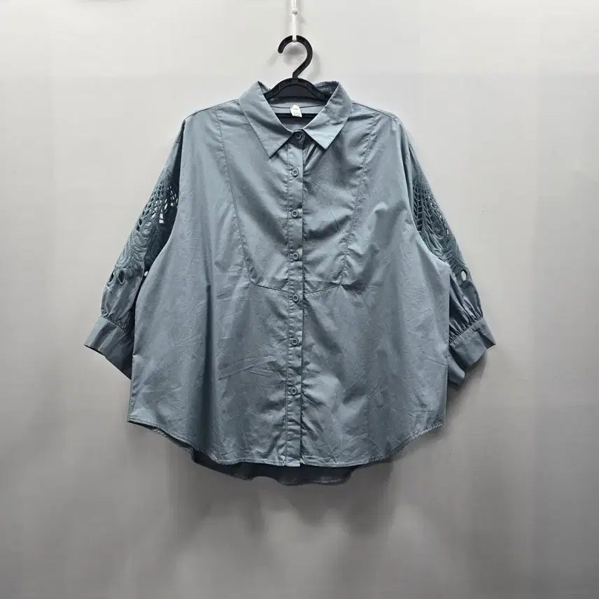 [SOLD OUT] 0478 ola 레이스 소매 블루 셔츠 블라우스