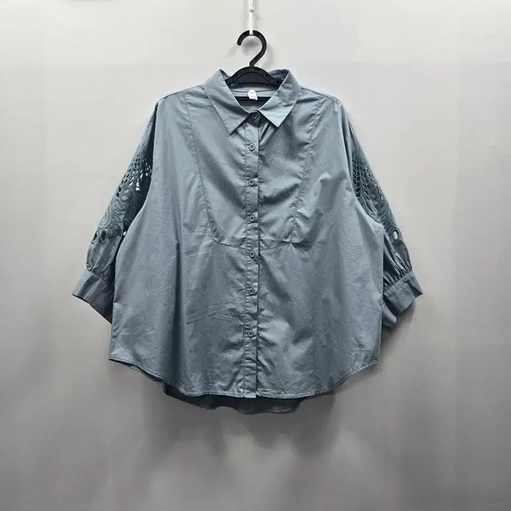 [SOLD OUT] 0478 ola 레이스 소매 블루 셔츠 블라우스