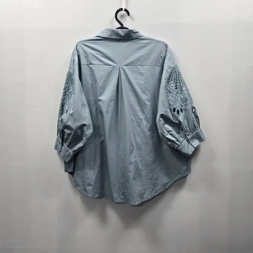 [SOLD OUT] 0478 ola 레이스 소매 블루 셔츠 블라우스