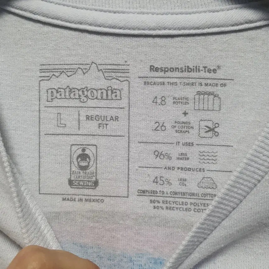 [BUNJANG] Patagonia Regular Fit White Round Short Sleeve T-shirt L / 파타고니아 레귤러핏 화이트 라운드 반팔티 L