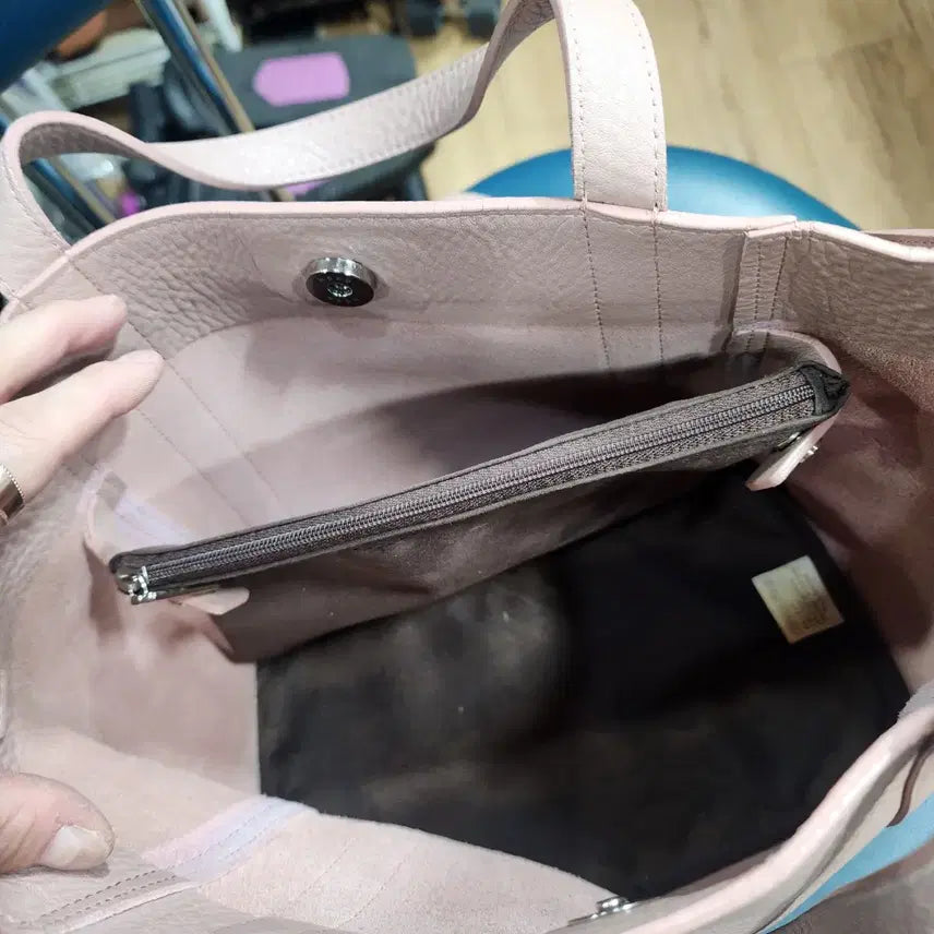 [BUNJANG] Hoze Beige Leather Tote Bag / hoze 호제 가죽 토트백 베이지