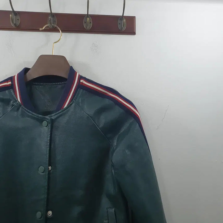 [BUNJANG] Queenis Teal Faux Leather Lightweight Jacket / 추M Queenis 여성 청록색 인조가죽 가벼운 간절기 자켓