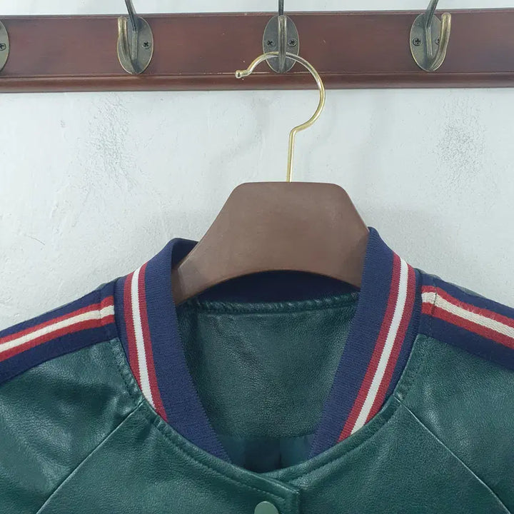 [BUNJANG] Queenis Teal Faux Leather Lightweight Jacket / 추M Queenis 여성 청록색 인조가죽 가벼운 간절기 자켓