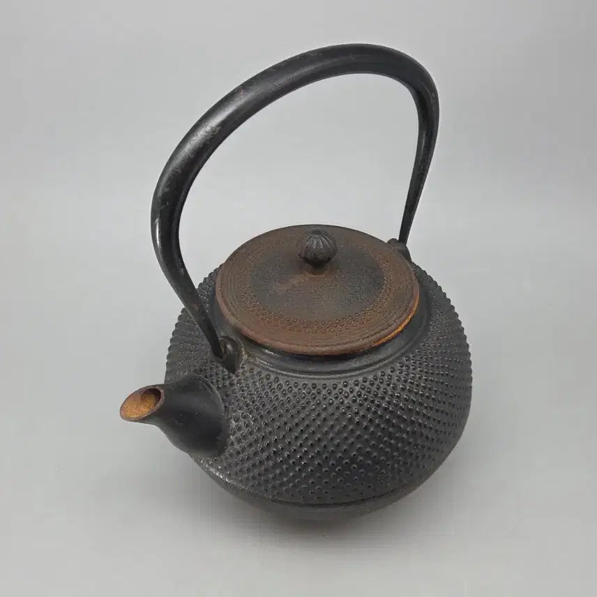 [BUNJANG] Antique 100-Year-Old Iron Teapot / 민속품 100년 전후 무쇠 원형 돌기문 철병 주전자