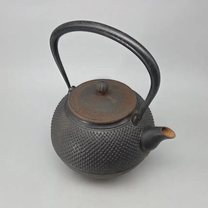 [BUNJANG] Antique 100-Year-Old Iron Teapot / 민속품 100년 전후 무쇠 원형 돌기문 철병 주전자