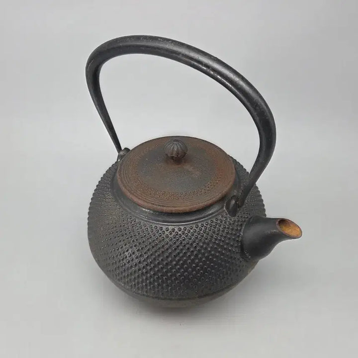 [BUNJANG] Antique 100-Year-Old Iron Teapot / 민속품 100년 전후 무쇠 원형 돌기문 철병 주전자