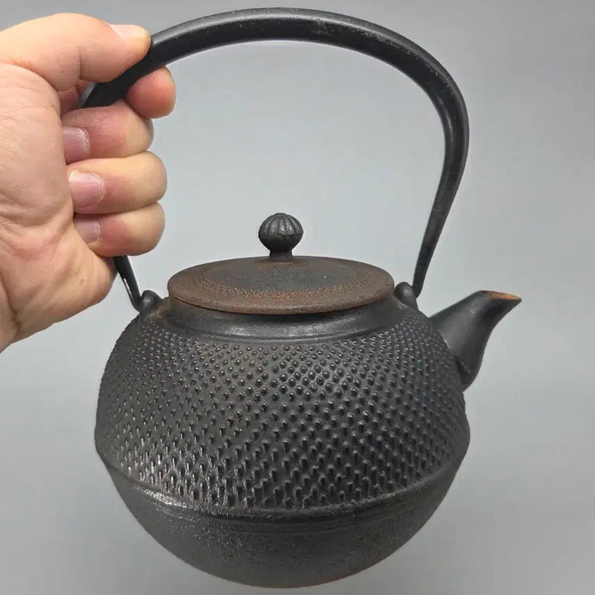 [BUNJANG] Antique 100-Year-Old Iron Teapot / 민속품 100년 전후 무쇠 원형 돌기문 철병 주전자
