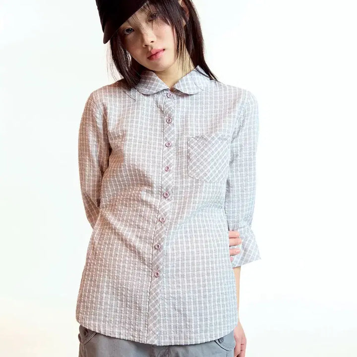 [SOLD OUT] 코이세이오 라운드 카라 카프리 셔츠 애쉬 핑크 1