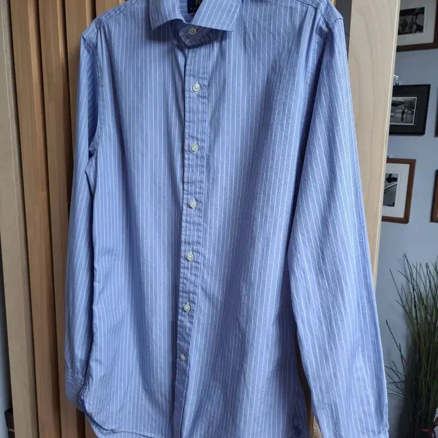 [BUNJANG] Polo Ralph Lauren Striped Shirt - Sky Blue / 폴로 랄프로렌 스트라이프 셔츠 하늘색