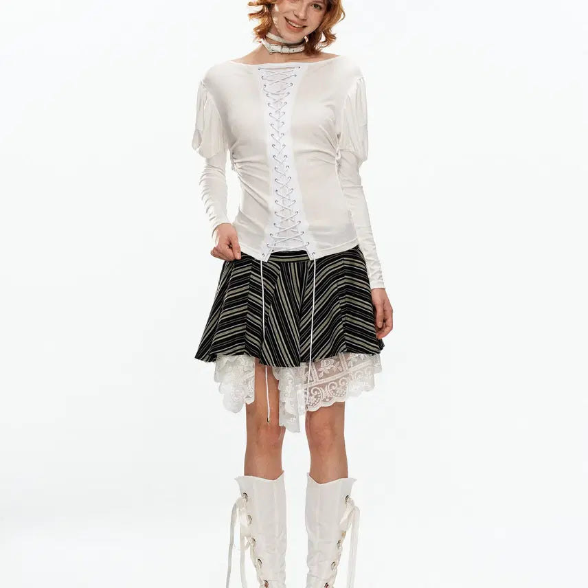 [BUNJANG] YOSHUYUKI Romantic White Lace Ribbon Leg Warmers / YOSHUYUKI 요슈유키 로맨틱 화이트 레이스 리본 레그 워머