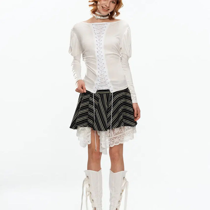 [BUNJANG] YOSHUYUKI Romantic White Lace Ribbon Leg Warmers / YOSHUYUKI 요슈유키 로맨틱 화이트 레이스 리본 레그 워머