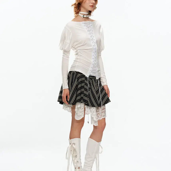 [BUNJANG] YOSHUYUKI Romantic White Lace Ribbon Leg Warmers / YOSHUYUKI 요슈유키 로맨틱 화이트 레이스 리본 레그 워머