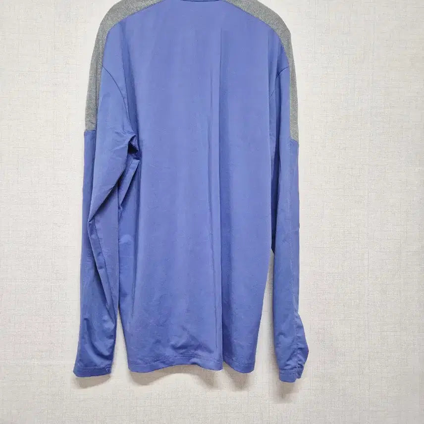[BUNJANG] Color Block Long Sleeve Collar T-Shirt / 블루 배색 긴팔 카라티
