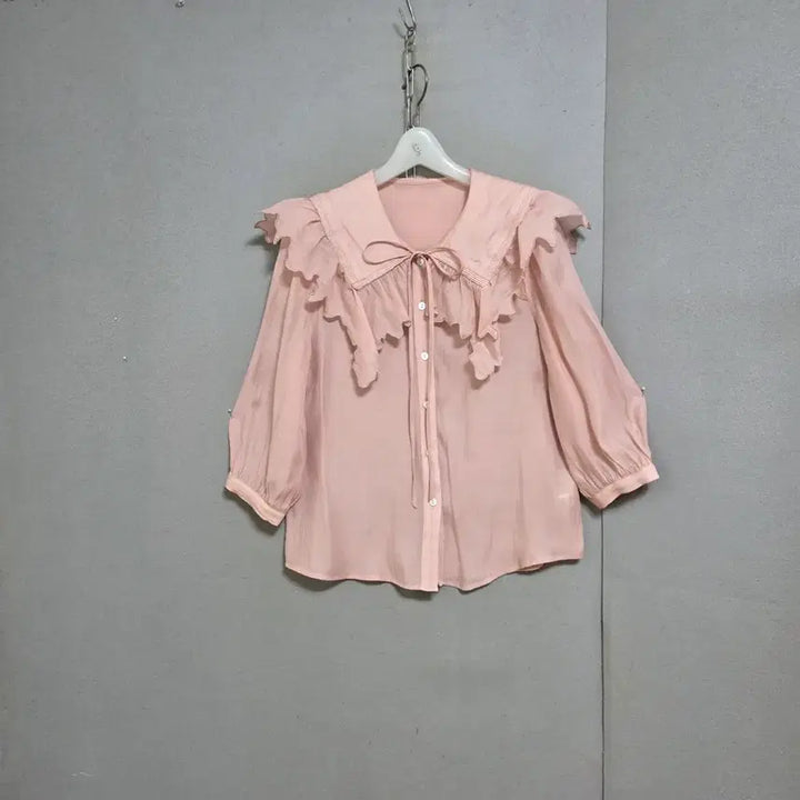 [SOLD OUT] 사틴 플랫카라 여성스런 블라우스 55  n4709