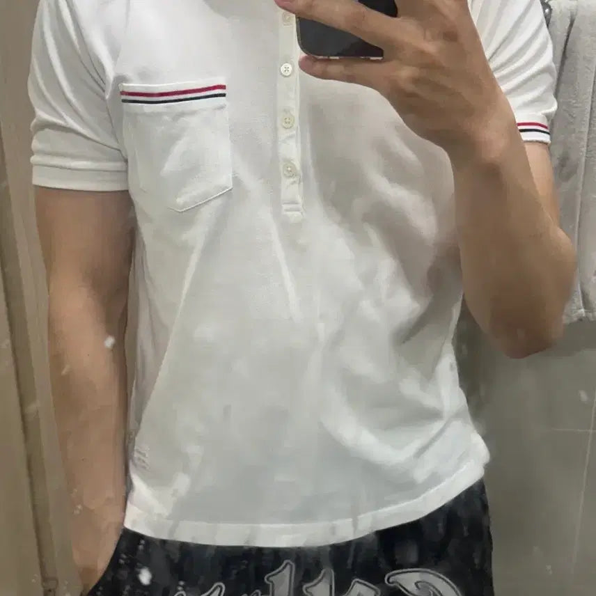 [BUNJANG] 톰브라운 반팔 카라티 / 톰브라운 반팔 카라티