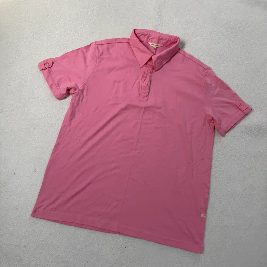 [BUNJANG] Vintage Pink Short Sleeve Polo Shirt / 100 빈티지 핑크 반팔 카라 티셔츠 0423T
