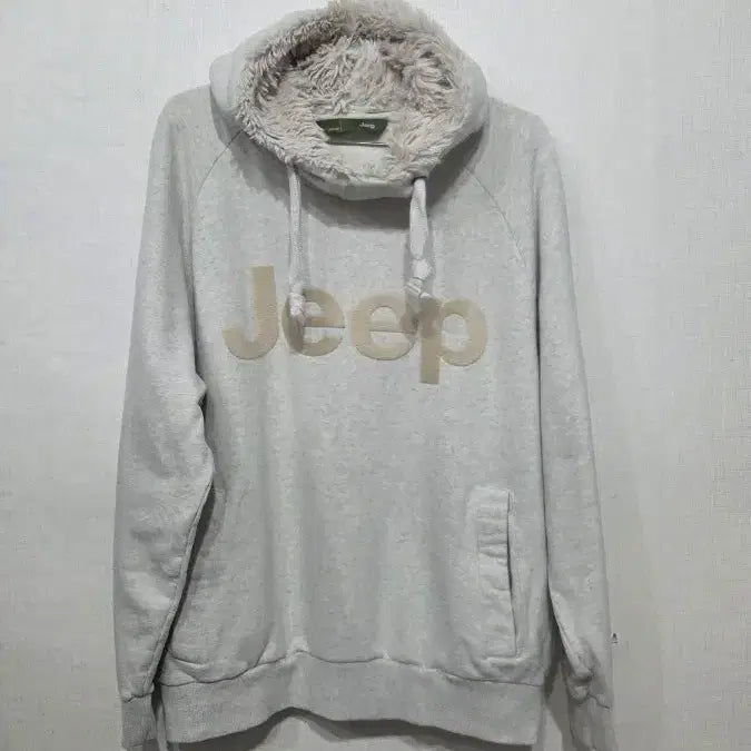 [BUNJANG] Jeep Ivory Fleece Hoodie / Jeep 뽀글이 후드티 아이보리