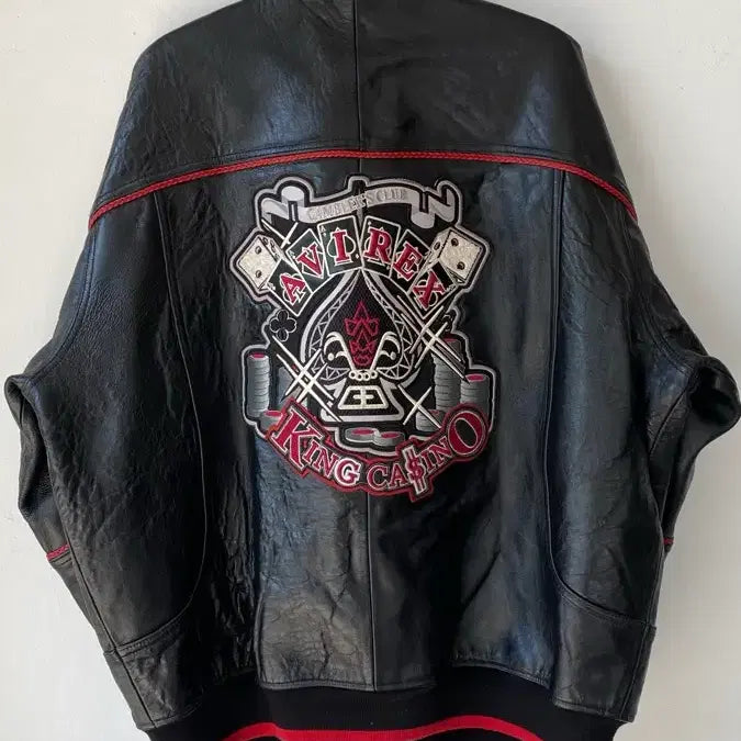 [BUNJANG] Avirex King Casino Leather Stadium Bomber Jacket 3XL/4XL / 아비렉스 킹 카지no 레더 스타디움 봄버 자켓 3xl/4xl