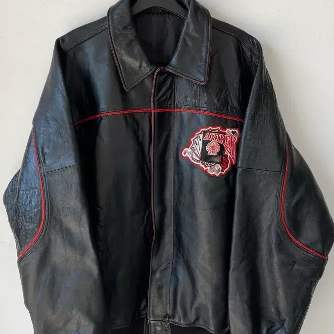 [BUNJANG] Avirex King Casino Leather Stadium Bomber Jacket 3XL/4XL / 아비렉스 킹 카지no 레더 스타디움 봄버 자켓 3xl/4xl