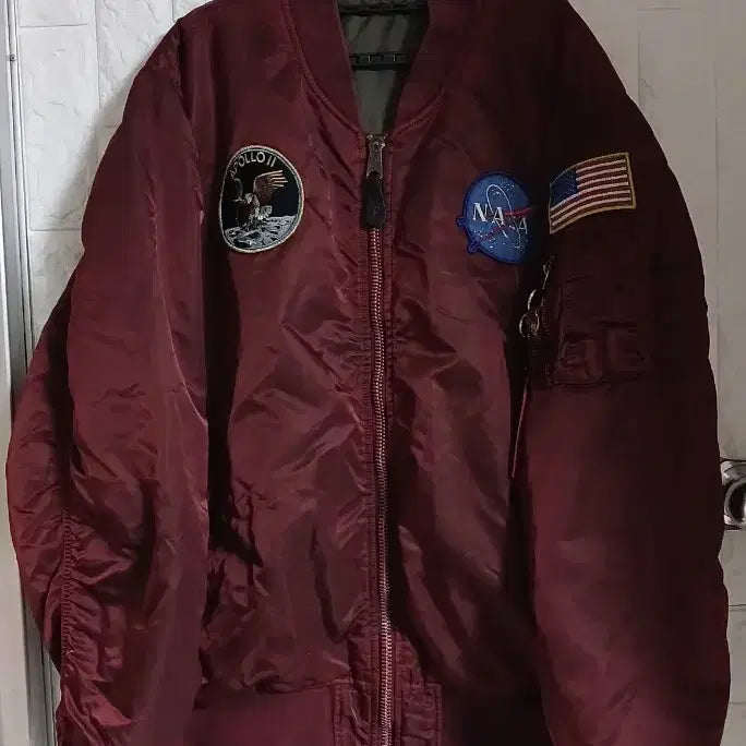 [BUNJANG] NASA Apollo MA-1 Burgundy Bomber Jacket / NASA 아폴로 항공 MA-1 버건디 봄버 자켓