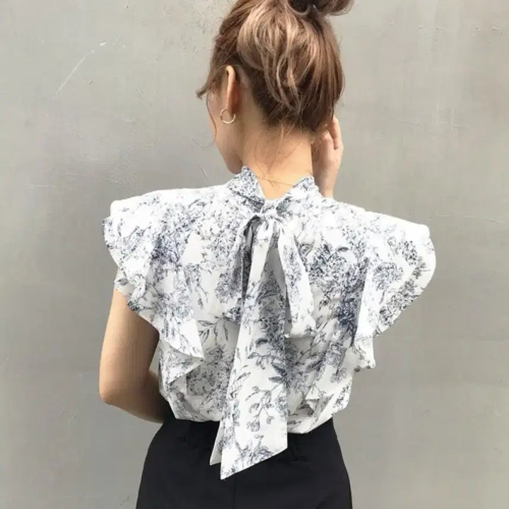 [BUNJANG] INGNI Ribbon Frill Blouse / ingni 잉그니 리본 프릴 블라우스 양산형 스나계