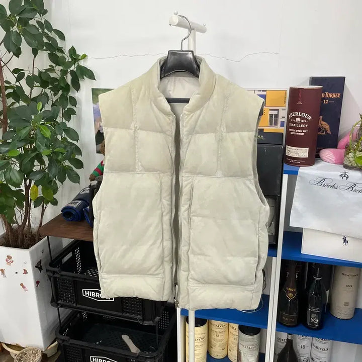 [BUNJANG] Time Homme Goat Suede Goose Down Padded Vest L / 타임옴므 고트스웨이드 구스다운 패딩 베스트 L