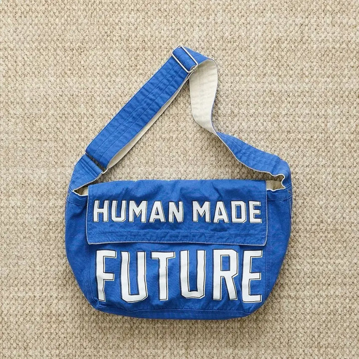 [BUNJANG] Human Made Canvas Shoulder Bag Large Blue / 휴먼메이드 숄더백 캔버스 블루 라지 사이즈 캐쥬얼