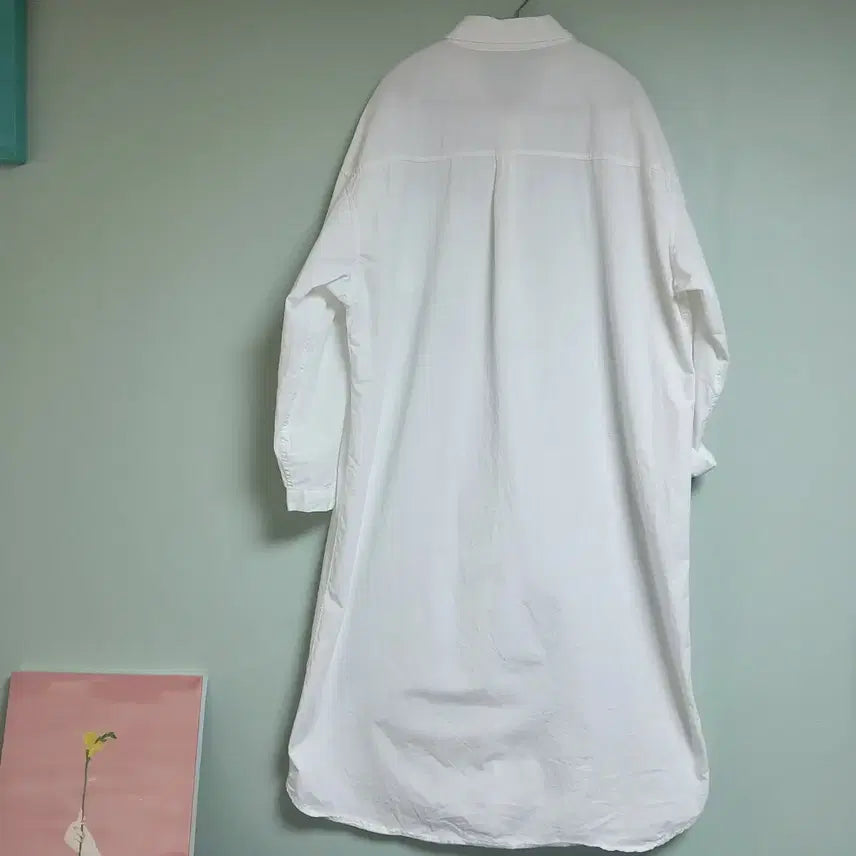 [BUNJANG] Washing Cotton 100% Long Shirt with Collar / 카라 롱 셔츠(새제품)