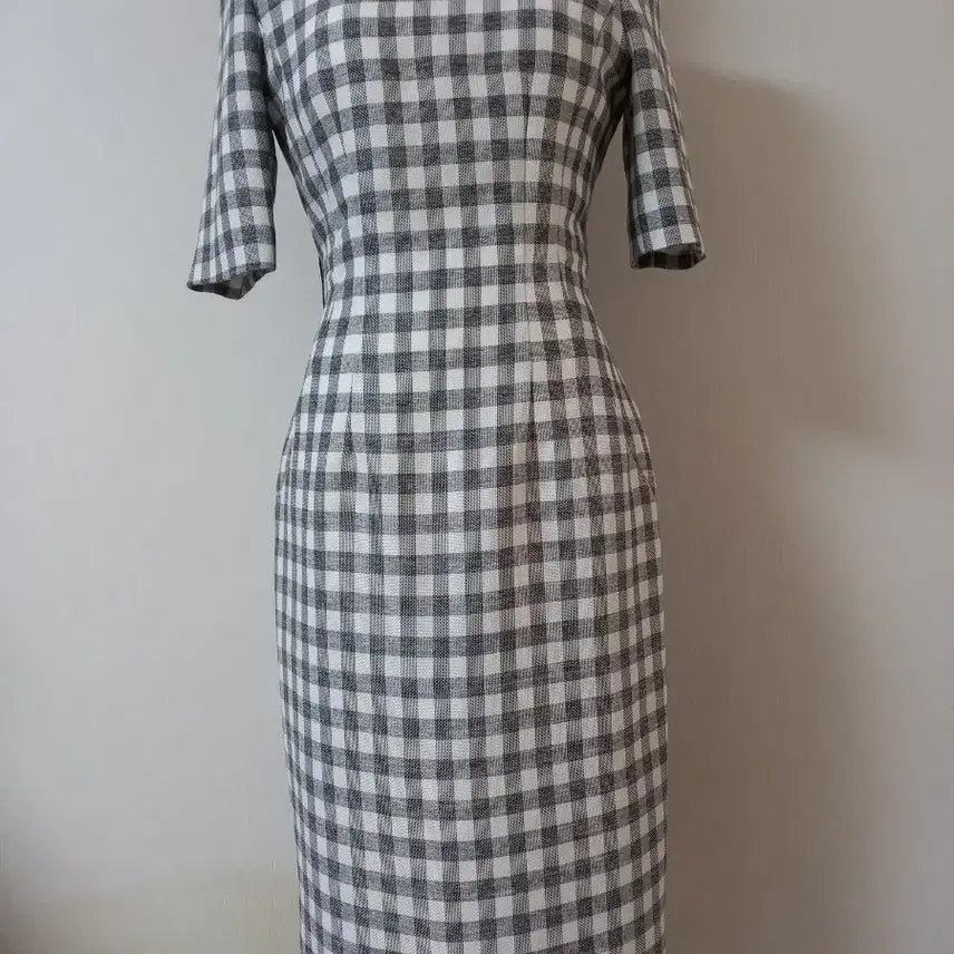 [BUNJANG] Mojo.S.Fineness Checkered Square Neck Maxi Dress / 모조에스핀 원피스