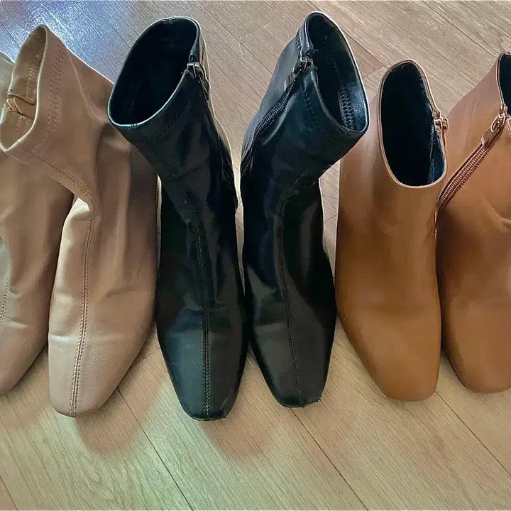 [BUNJANG] Da Vinci Slingback Boots High Heels / 레더 힐 앵클 부츠 구두