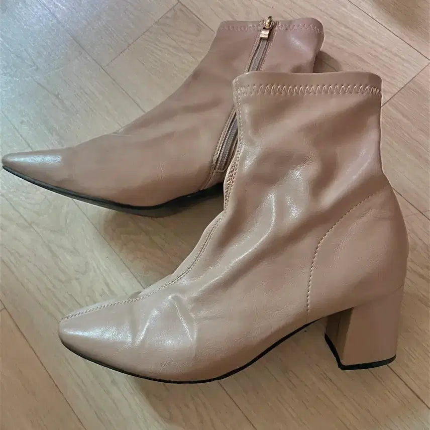 [BUNJANG] Da Vinci Slingback Boots High Heels / 레더 힐 앵클 부츠 구두