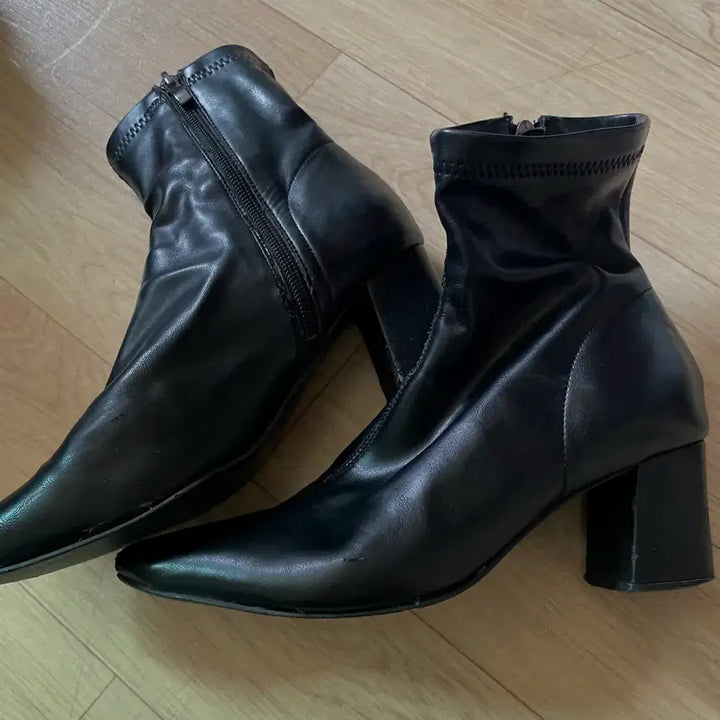 [BUNJANG] Da Vinci Slingback Boots High Heels / 레더 힐 앵클 부츠 구두