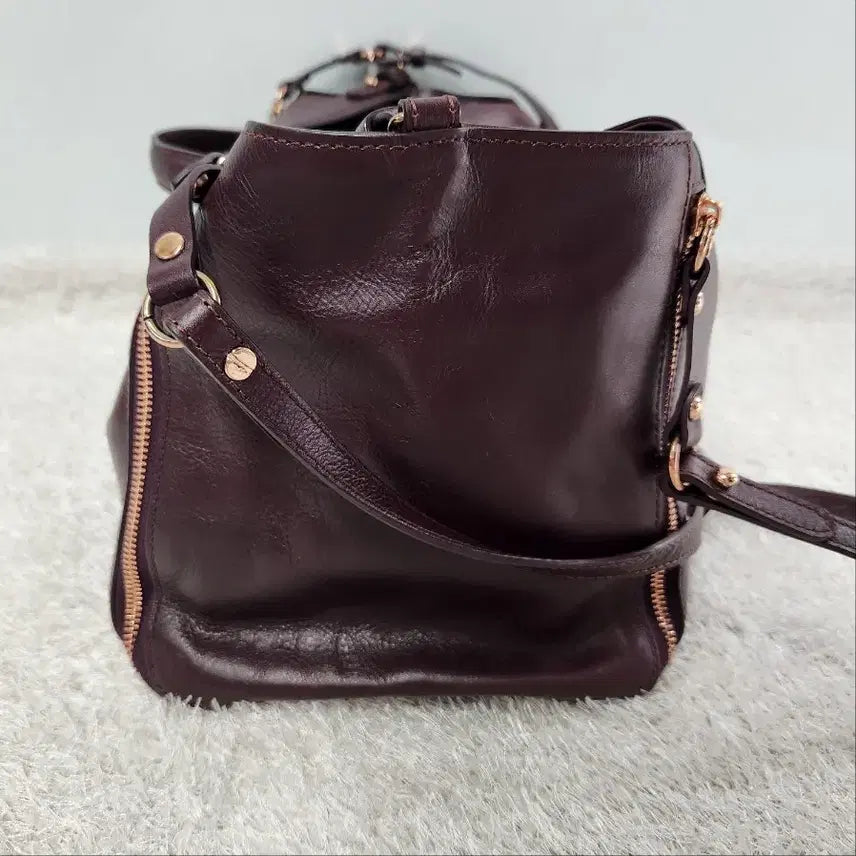 [BUNJANG] ETTIKAY Genuine Leather Two-Way Shoulder Bag (Burgundy) / 에띠케이 천연가죽 투웨이 숄더백 (버건디)