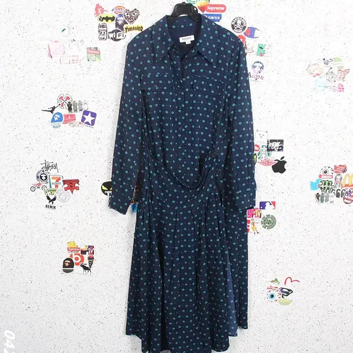 [BUNJANG] Marcus Pattern Long Sleeve Shirt Dress NV / 여성77 / 마커스 패턴 긴팔 셔츠원피스NV 35-12